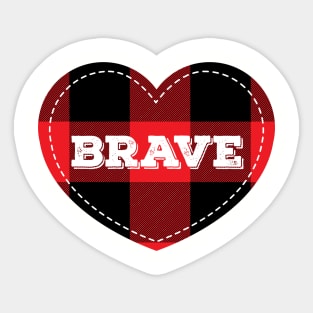 Buffalo Plaid Lumberjack Brave Love Heart Sticker